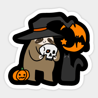 Witch Sloth Holding a Skull Sticker